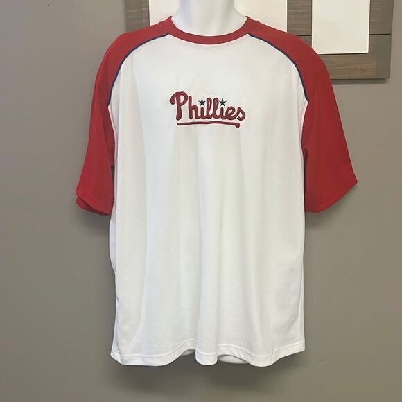Lee Sport Men’s Red/White Mesh Drop Shoulder Phillies Jersey Shirt- XL - Picture 1 of 13